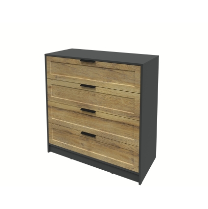 Kомод Тренд КТ-К100 (Антрацит ЛДСП/ Дуб вотан ЛМДФ) Ш1000 В1020 Г451 Kомод Тренд КТ-К100 (Антрацит ЛДСП/ Дуб вотан ЛМДФ) Ш1000 В1020 Г451